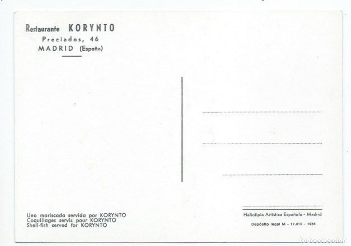 Postales: RESTAURANTE &rdquo; KORYNTO &rdquo;.- MADRID - Foto 2