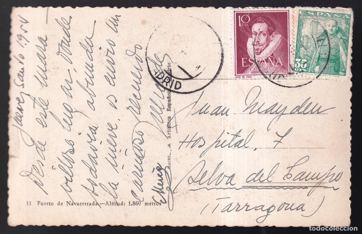 Postales: Puerto de Navacerrada. Ed. H.A.E. n&ordm; 11. Circulada 1954. - Foto 2