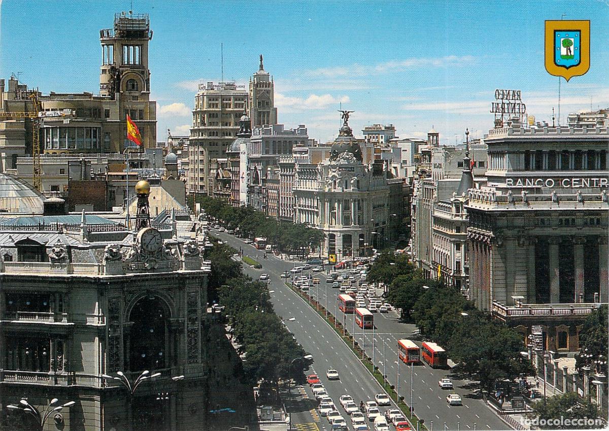 Postales: Postal Madrid Gran V&iacute;a, Edificio Metr&oacute;polis, Panorama Urbano, Espa&ntilde;a - Foto 1