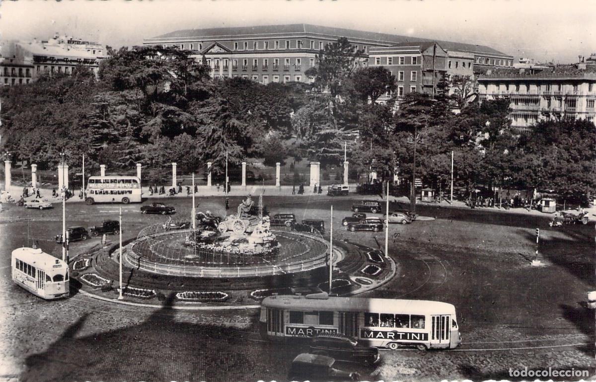 Postales: Postal Madrid Plaza de la Cibeles con Tranv&iacute;a y Edificios Hist&oacute;ricos - Foto 1