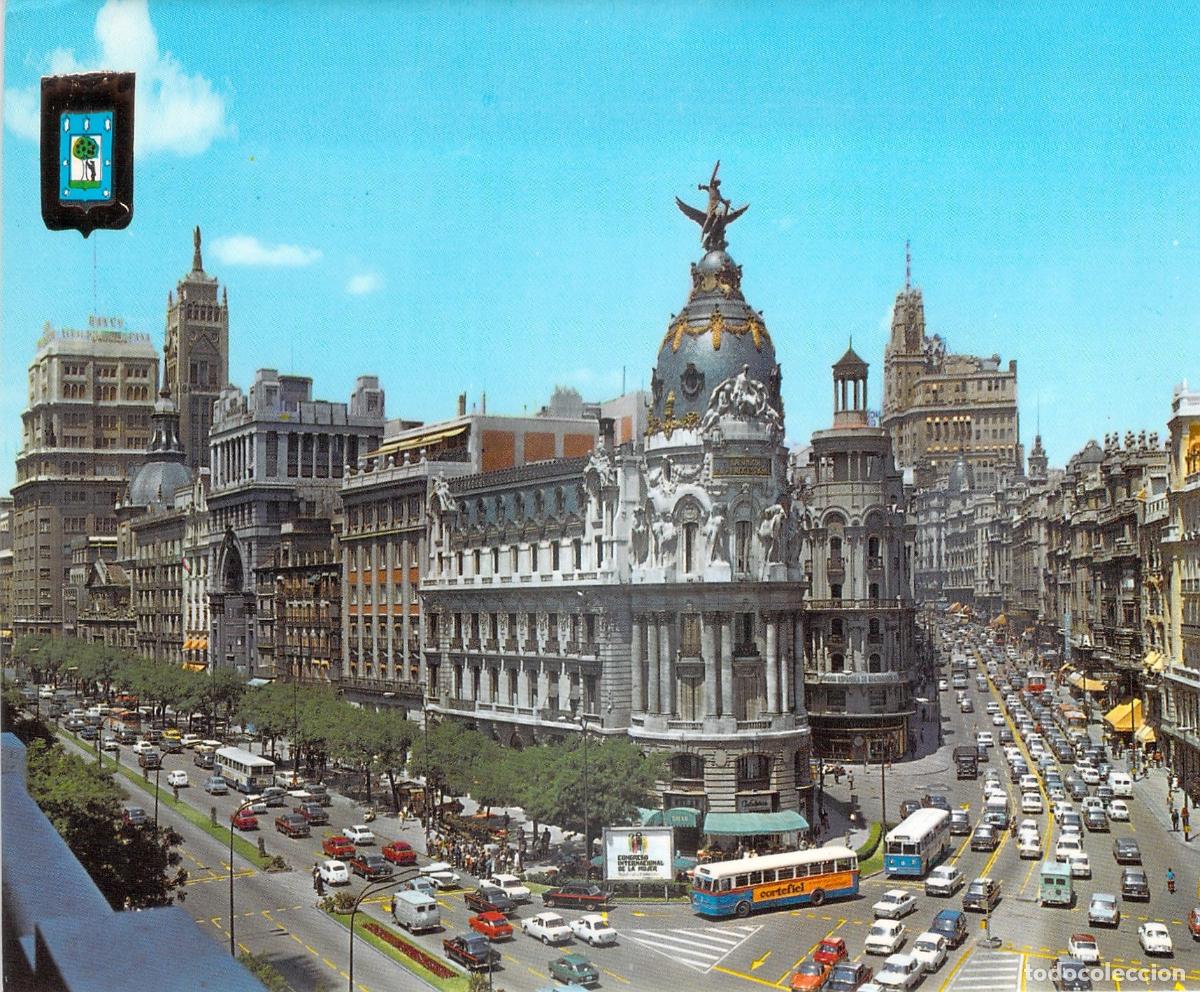 Postales: Postal Edificio Metr&oacute;polis y Tr&aacute;fico en Calle Alcal&aacute; y Gran V&iacute;a, Madrid - Foto 1