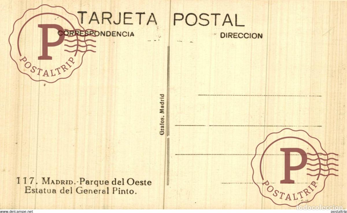 Postales: MADRID. PARQUE DEL OESTE. ESTATUA DEL GENERAL PINTO - Foto 2