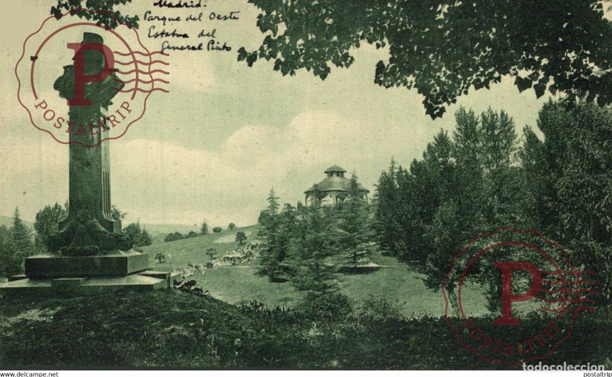 Postales: MADRID. PARQUE DEL OESTE. ESTATUA DEL GENERAL PINTO - Foto 1