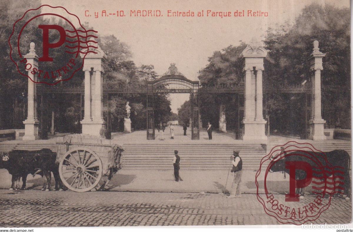 Postales: MADRID ENTRADA AL PARQUE DEL RETIRO - Foto 1