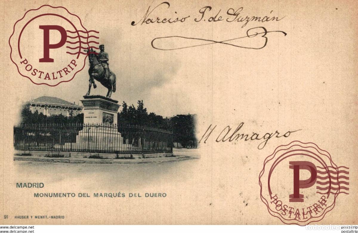 Postales: MADRID MONUMENTO DEL MARQUES DEL DUERO - Foto 1