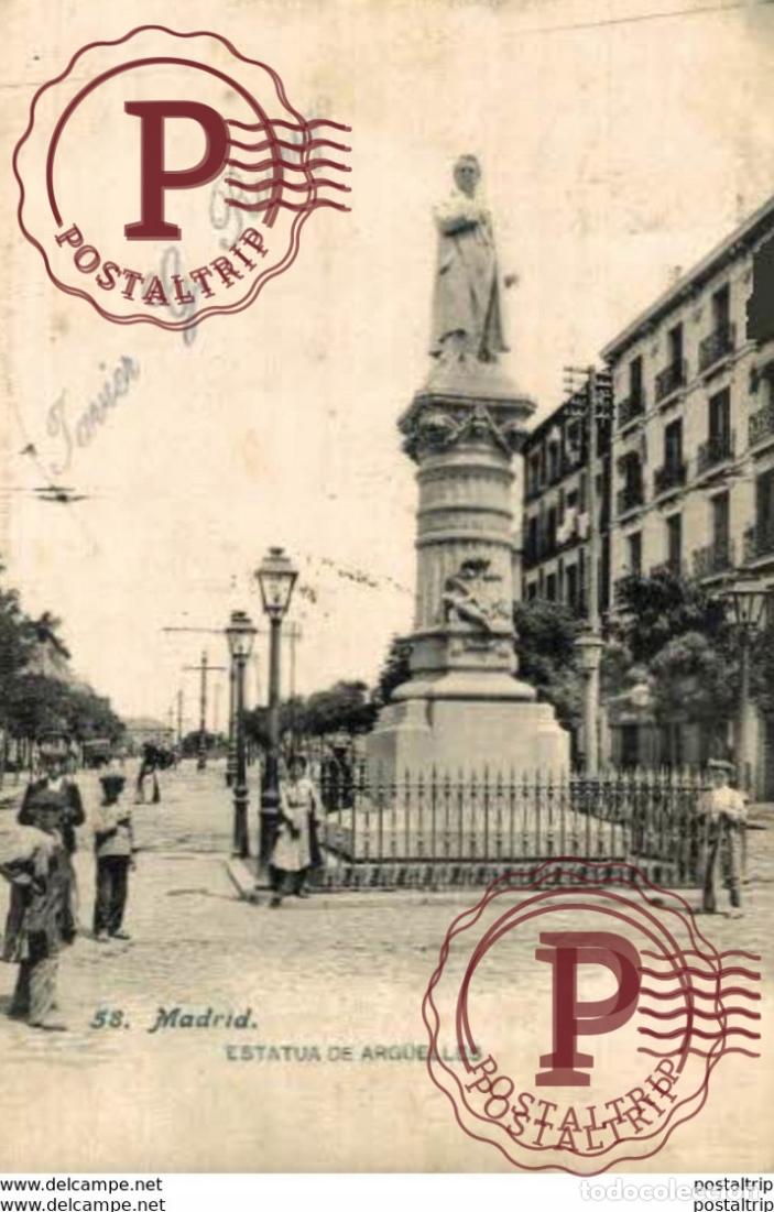 Postales: MADRID. ESTATUA DE ARG&Uuml;ELLES - Foto 1