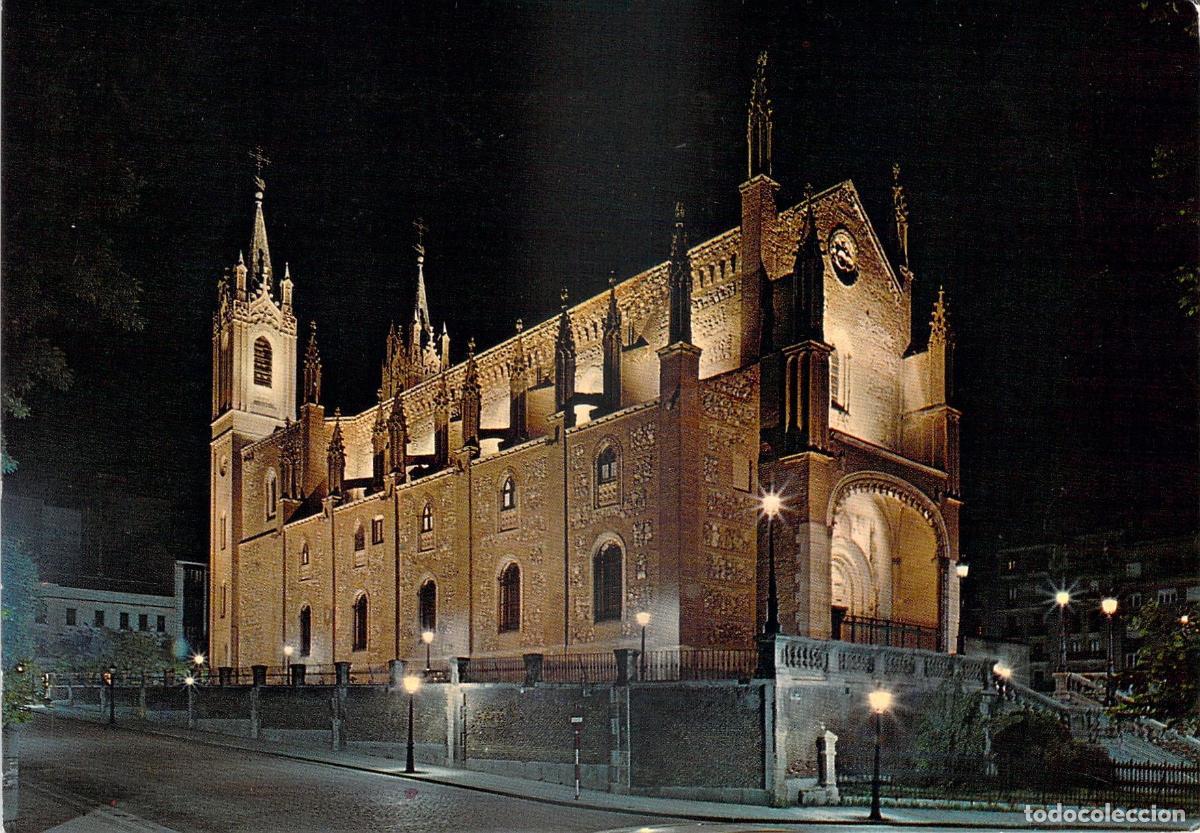 Cartoline: Postal de la Iglesia de los Jer&oacute;nimos en Madrid, Vista Nocturna