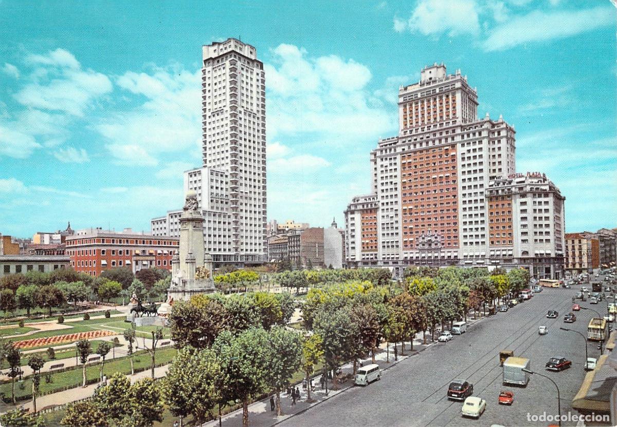 Postales: Tarjeta Postal Madrid Plaza de Espa&ntilde;a con Edificio Espa&ntilde;a - Foto 1