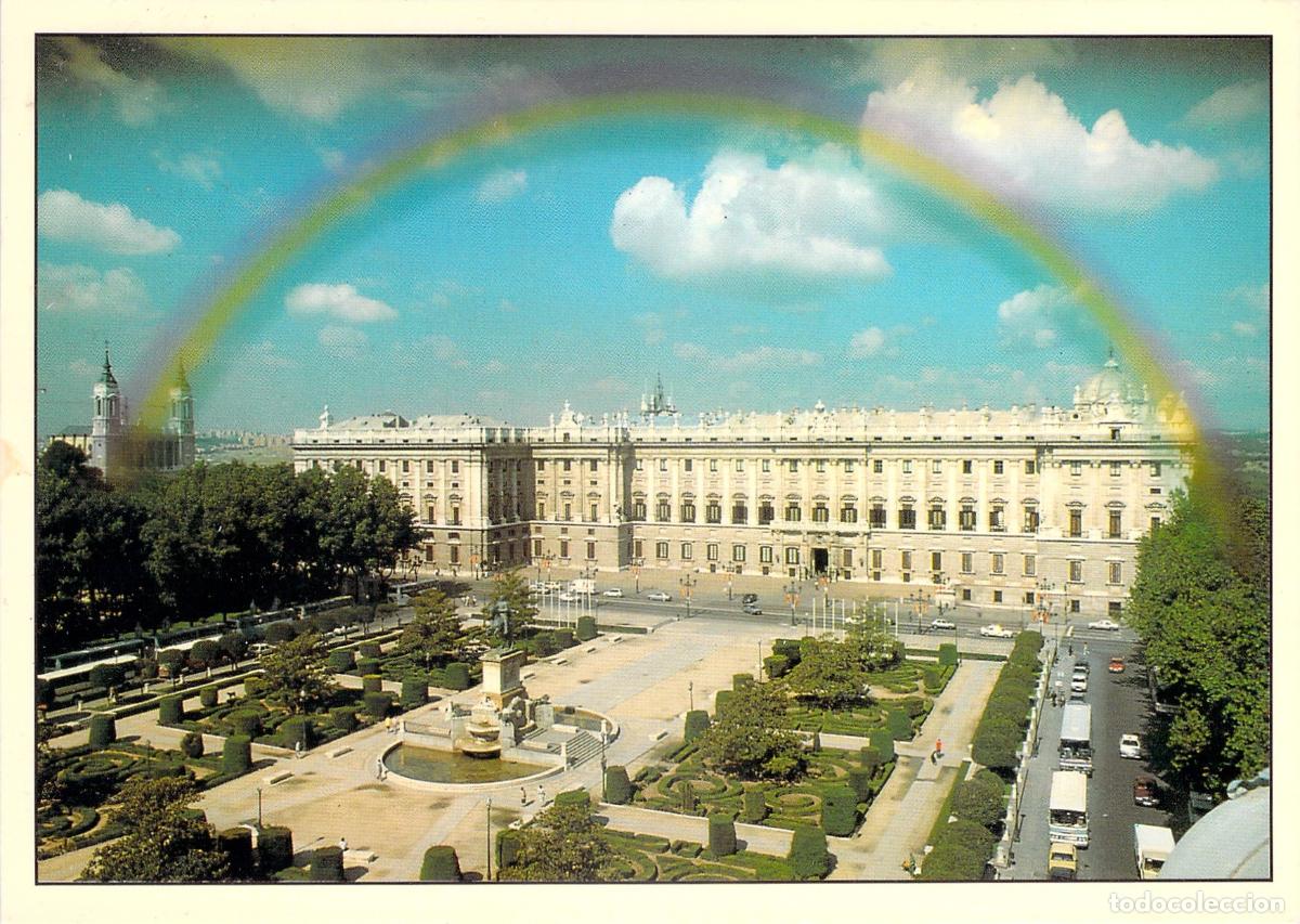 Postales: Postal del Palacio Real de Madrid con Arco Iris - Foto 1