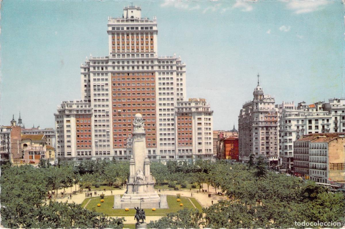 Postales: Postal de la Plaza de Espa&ntilde;a en Madrid con el Edificio Espa&ntilde;a - Foto 1