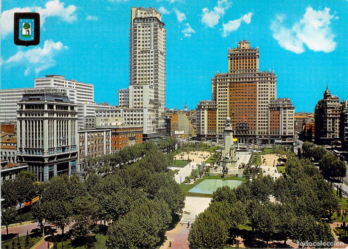 Postales: Postal de la Plaza de Espa&ntilde;a en Madrid con Edificio Espa&ntilde;a - Foto 1