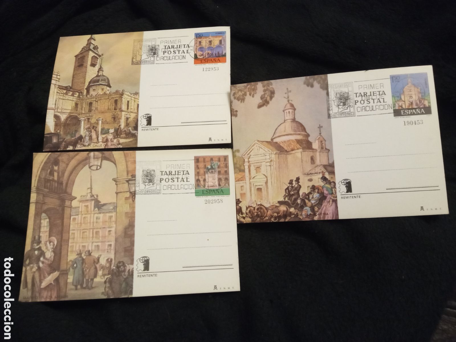 Postales: Tres Antiguas postales fotogr&aacute;ficas de Madrid, Primer D&iacute;a de circulaci&oacute;n