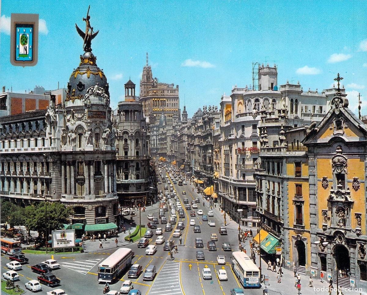 Postales: Postal de la Gran V&iacute;a y Edificio Metr&oacute;polis en Madrid - Foto 1