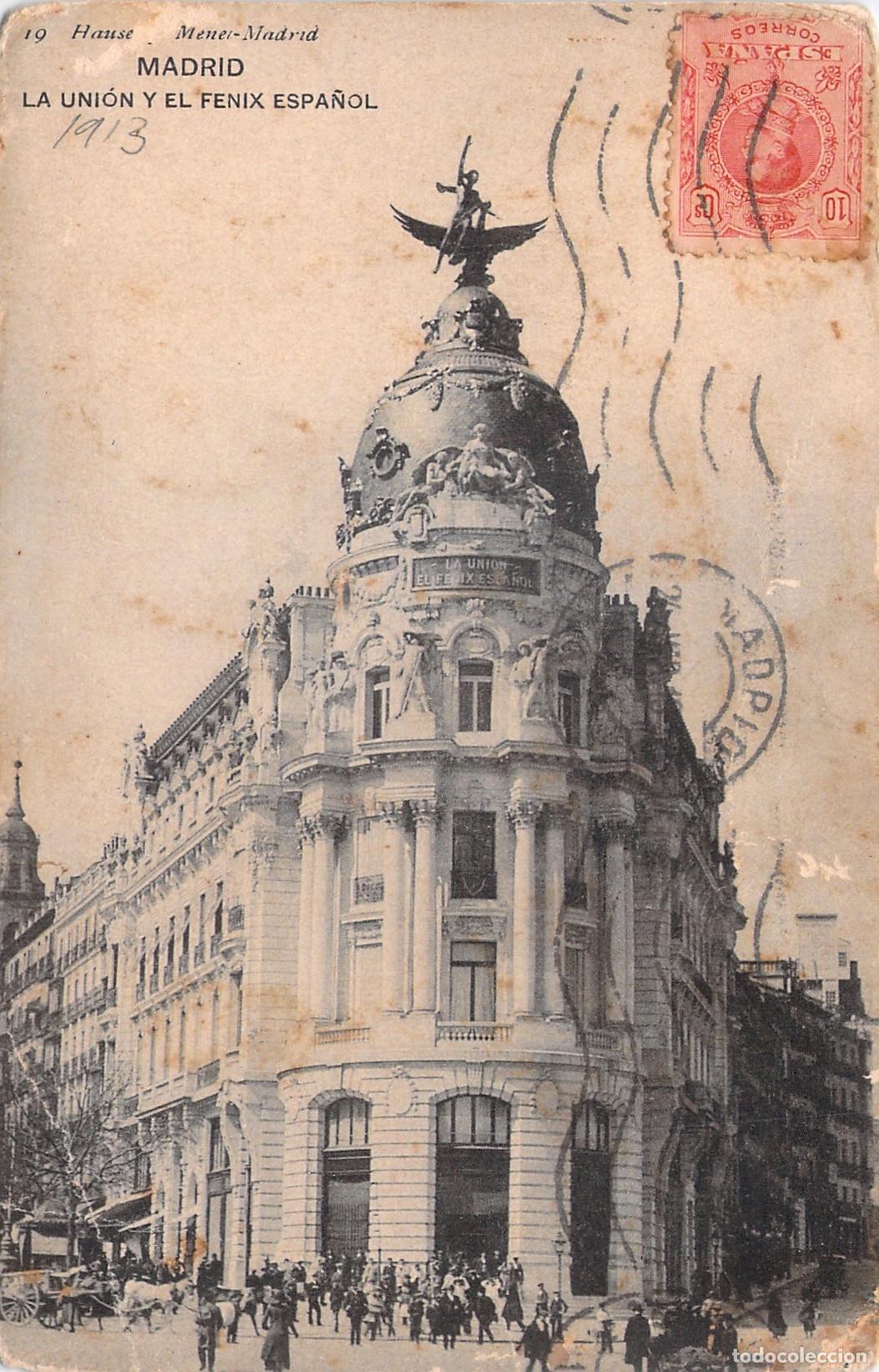 Postales: Postal de Madrid Edificio La Uni&oacute;n y el F&eacute;nix Espa&ntilde;ol - Foto 1