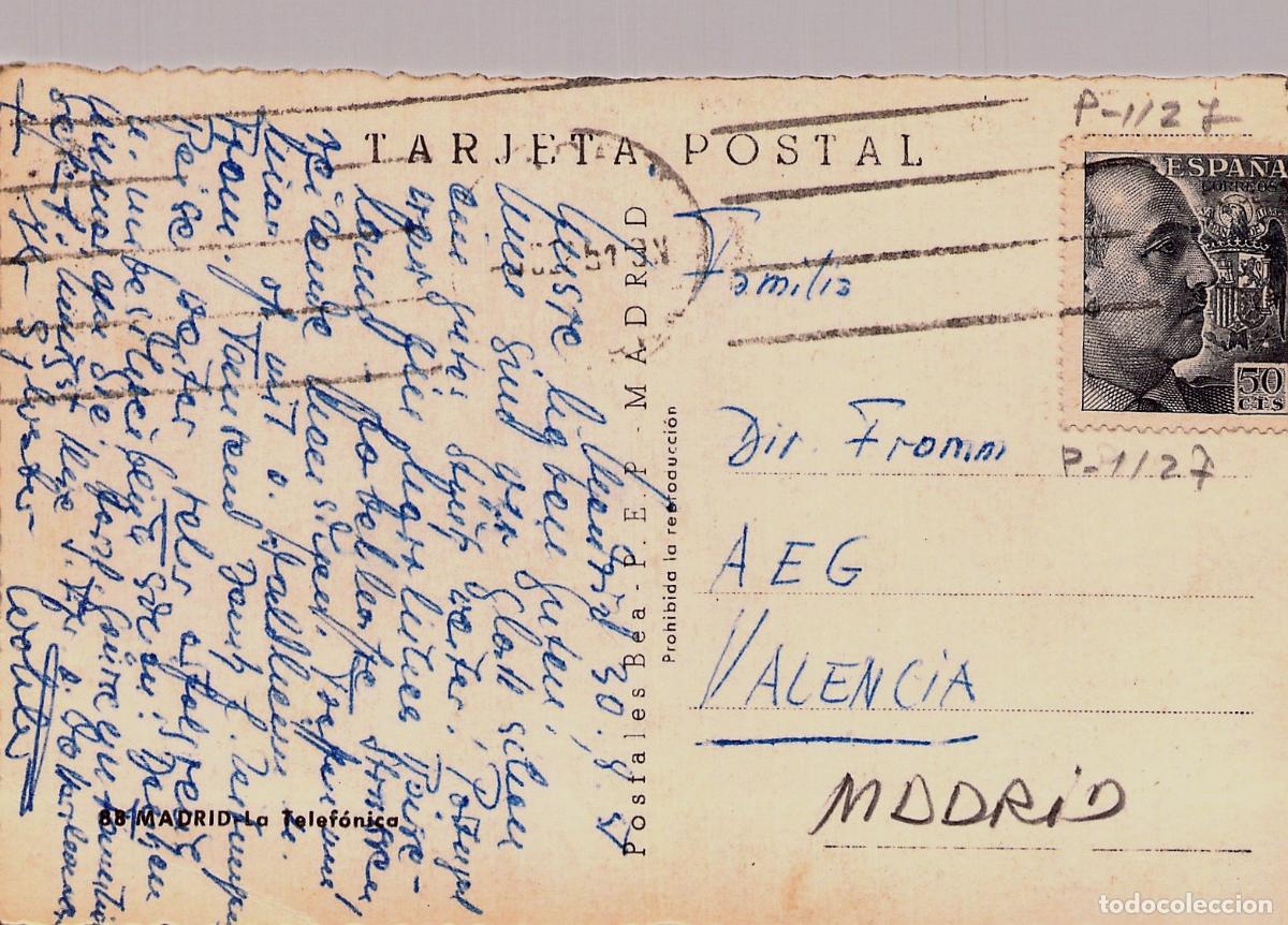 Postales: Tarjeta Postal Madrid Edificio Telef&oacute;nica Gran V&iacute;a - Foto 2