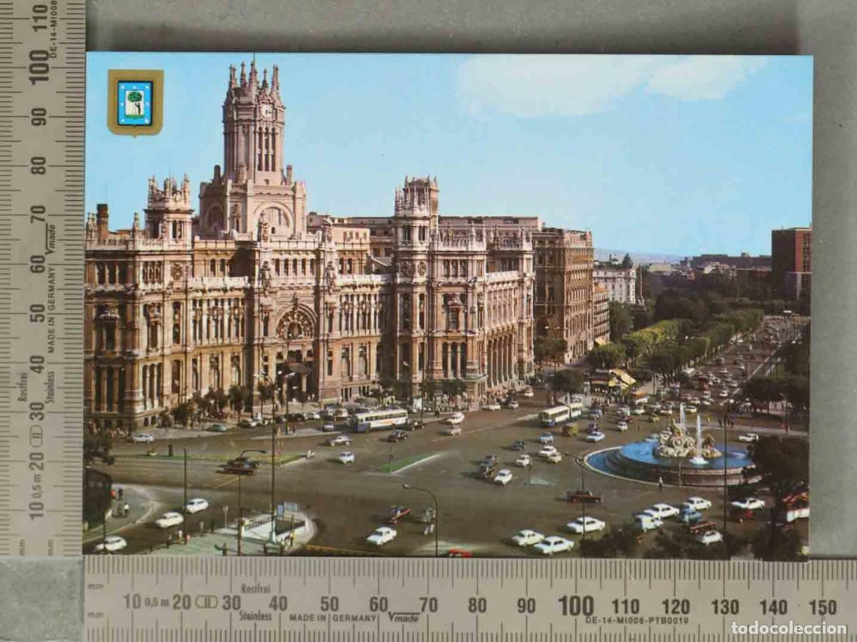 Postales: POSTAL. Madrid - La Cibeles, Palacio de Comunicaciones y Paseo del Prado - Escudo de Oro MADRID