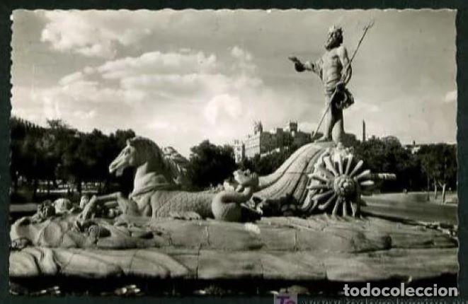 Postais: Madrid. *Fuente a Neptuno...* Ed. G. Garrabella n&ordm; 12. Circulada Madrid 1958.