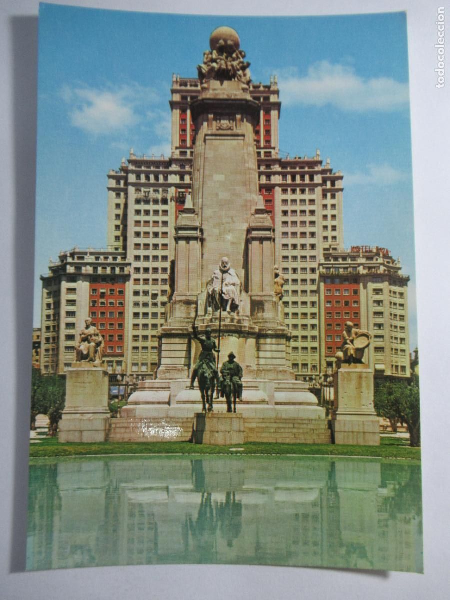 Postales: Madrid - Plaza de Espa&ntilde;a. Monumento a Cervantes - S/C