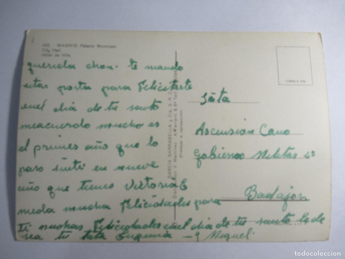 Postales: Madrid - Palacio Municipal - Escrita - Foto 2