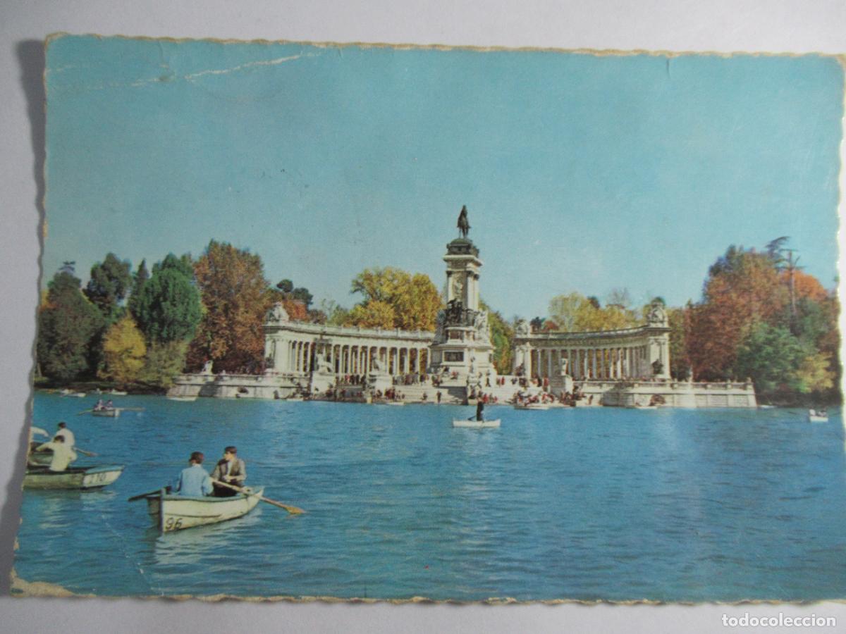 Postales: Madrid - Parque del Retiro. Estanque y Monumento a Alfonso XII - Circulada