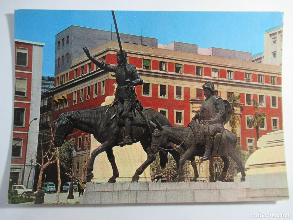 Postales: Madrid - Monumento a Cervantes - Circulada
