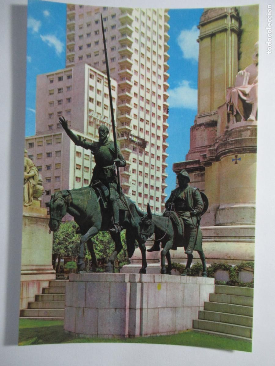Postales: Madrid - Plaza de Espa&ntilde;a. Monumento a Cervantes - S/C
