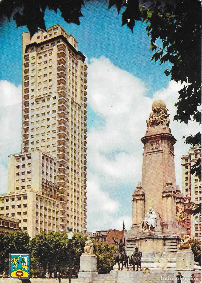 Postales: [POSTAL] Plaza Espa&ntilde;a. Monumento a Cervantes. Madrid. A&ntilde;o 1962 (circulada)