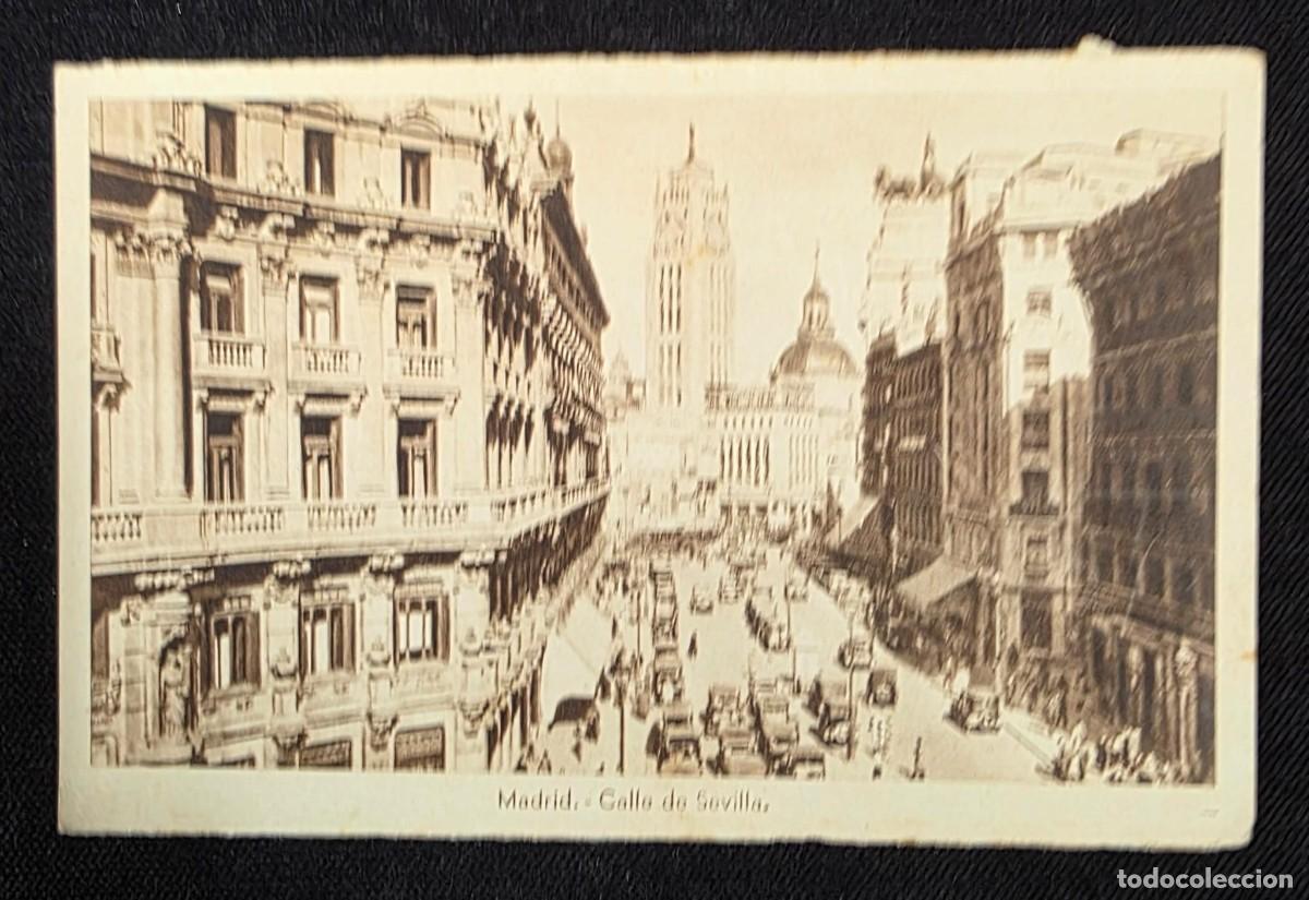 Postales: P.914 Postal antigua Madrid Calle de Sevilla con tr&aacute;fico y arquitectura cl&aacute;sica