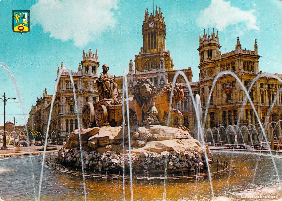Postales: Postal Madrid Fuente de la Cibeles y Palacio de Comunicaciones