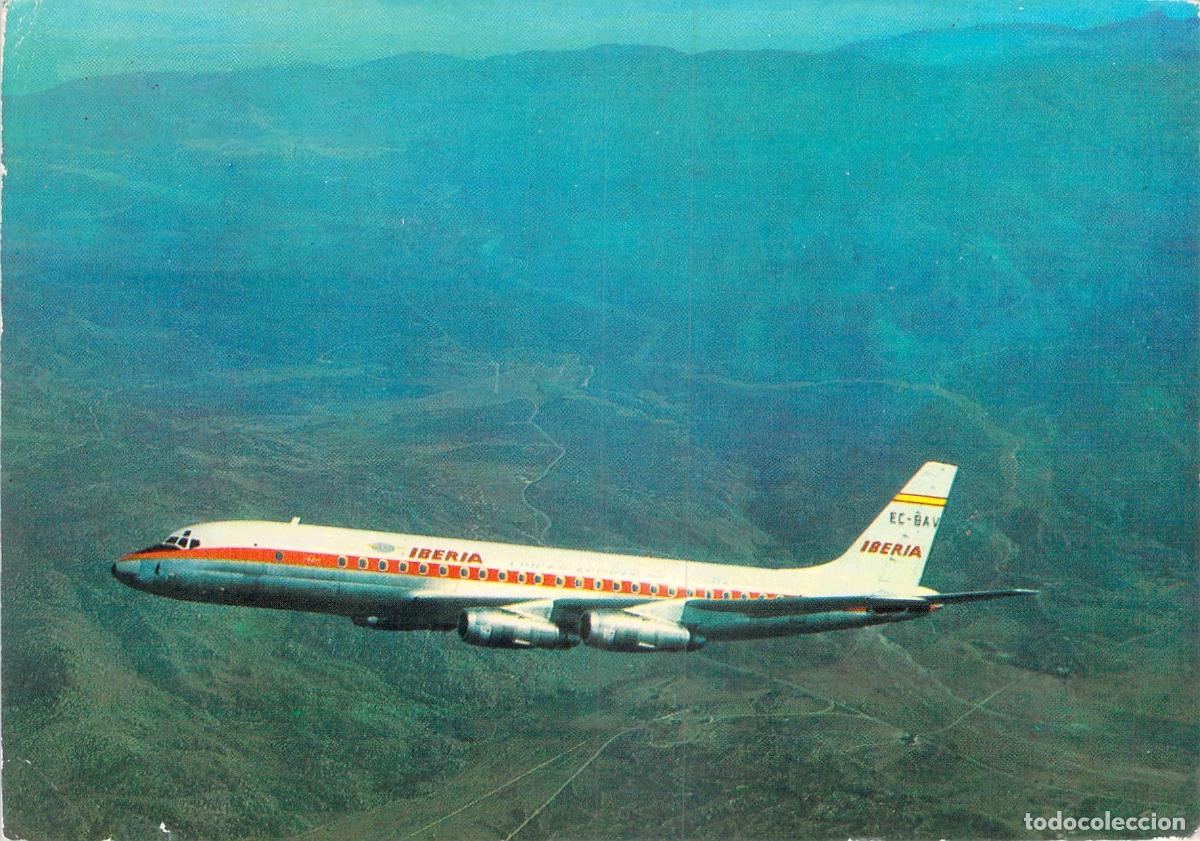 Postales: Postal Avi&oacute;n Douglas DC-8 Turbofan de Iberia en Vuelo