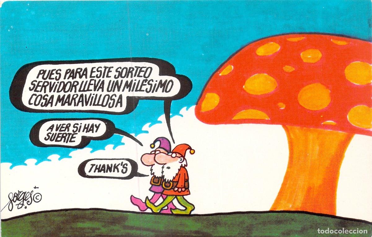 Postales: Postal Humor&iacute;stica Forges Loter&iacute;a Nacional Gnomos y Seta