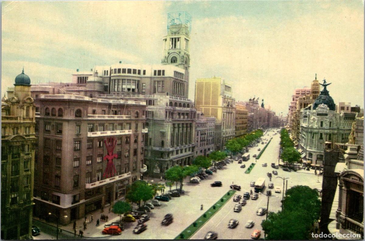 Postales: Madrid - Calle de Alcal&aacute; - Ediciones Panor&aacute;micas en Color n&ordm; 10 - 147x96mm - Flechas Falange