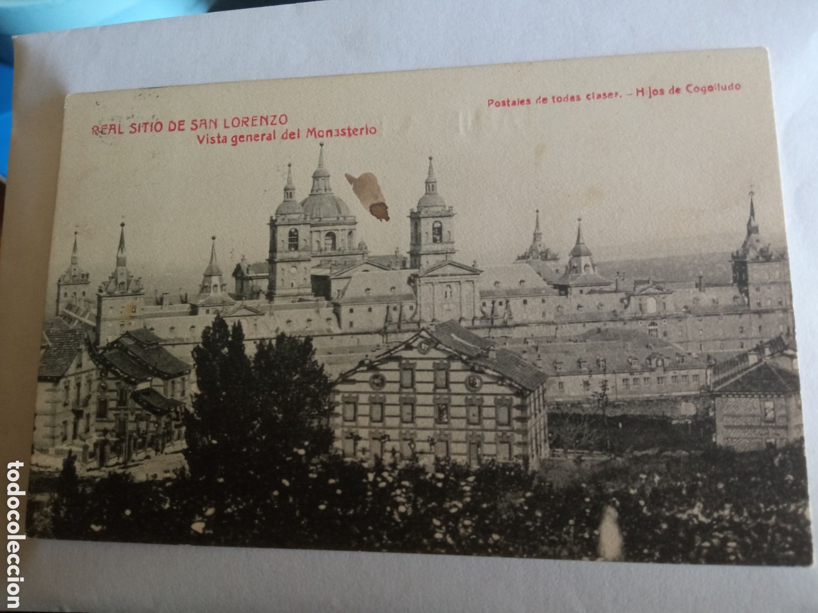 Postales: Antigua postal fotogr&aacute;fica, Real Sitio de San Lorenzo, Vista General del Monasterio, 1912