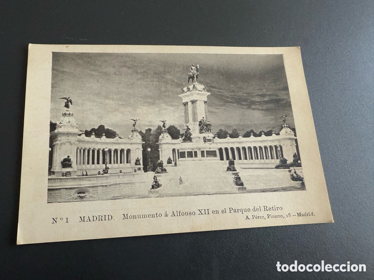 Postales: Postal. N 1. MADRID. Monumento a Alfonso XII. en el parque del Retiro. A P&Eacute;REZ
