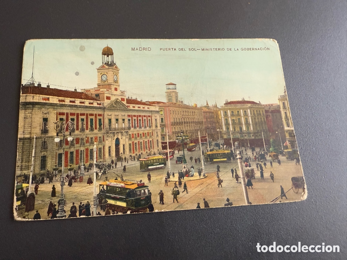 Postales: Postal. MADRID. PUERTA DEL SOL. MINISTERIO DE GOBERNACI&Oacute;N. Coloreada