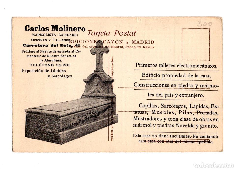 Postales: MADRID.- POSTAL PUBLICITARIA CARLOS MOLINERO, RECONOCIDO MARMOLISTA Y LAPIDARIO.