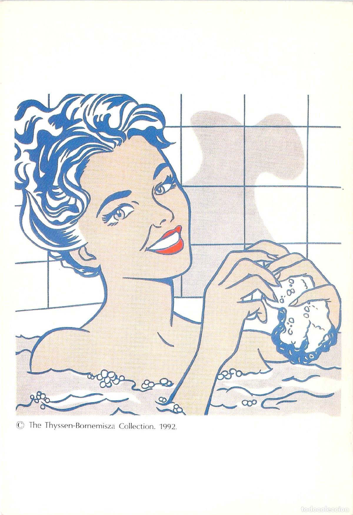 Postales: Postal Arte Pop Roy Lichtenstein Mujer en el Ba&ntilde;o Museo Thyssen Madrid