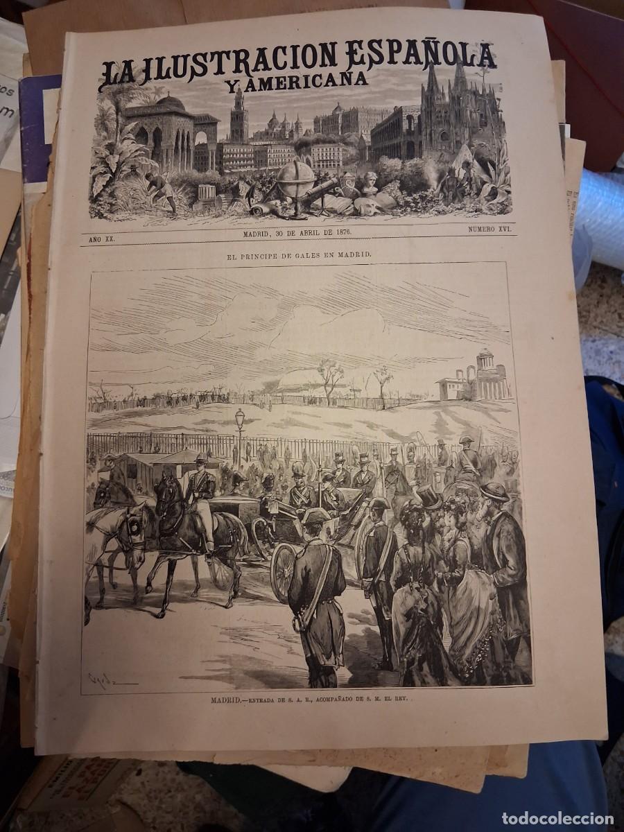 Postales: ILUSTRACI&Oacute;N ESPA&Ntilde;OLA y AMERICANA, La Madrid , 30 de abril de 1876, &ldquo;El pr&iacute;ncipe de Gales en Madrid&rdquo;,