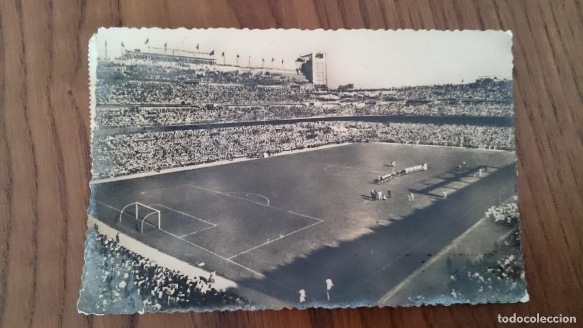Postales: TARJETA POSTAL 109 MADRID ESTADIO SANTIAGO BERNABEU - CIRCULADA A&Ntilde;O 1957
