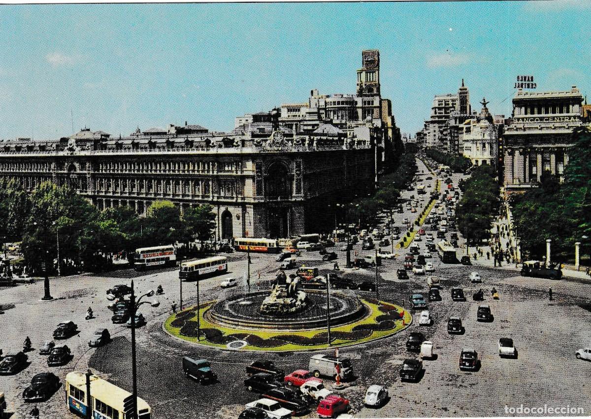 Postales: Madrid - Plaza de la Cibeles y Calle de Alcal&aacute; - Ex. U.D.E. 2 - 152x107mm - Troleb&uacute;s 2 pisos