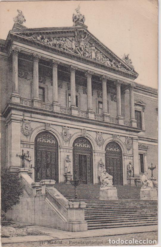 Postales: MADRID, PORTADA PRINCIPAL DE LA BIBLIOTECA NACIONAL - FOT.LACOSTE 141 - S/C