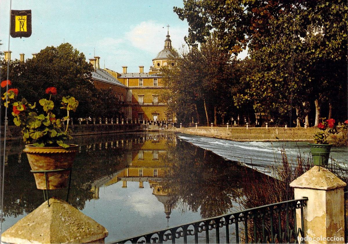 Postales: Postal de Aranjuez, Presa del Jard&iacute;n de la Isla y Palacio Real