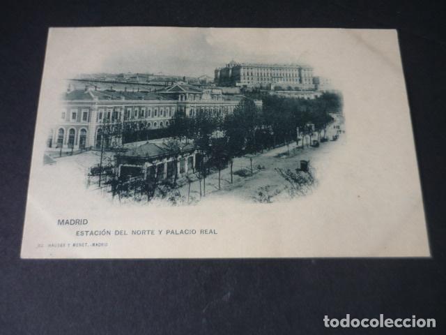 Postales: MADRID ESTACION DEL NORTE Y PALACIO REAL HAUSER Y MENET SIN DIVIDIR
