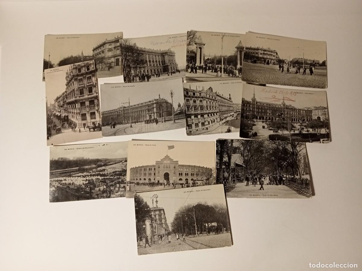 Postales: 1908-09 - 12 POSTALES DE MADRID - ESCRITAS - BLANCO Y NEGRO