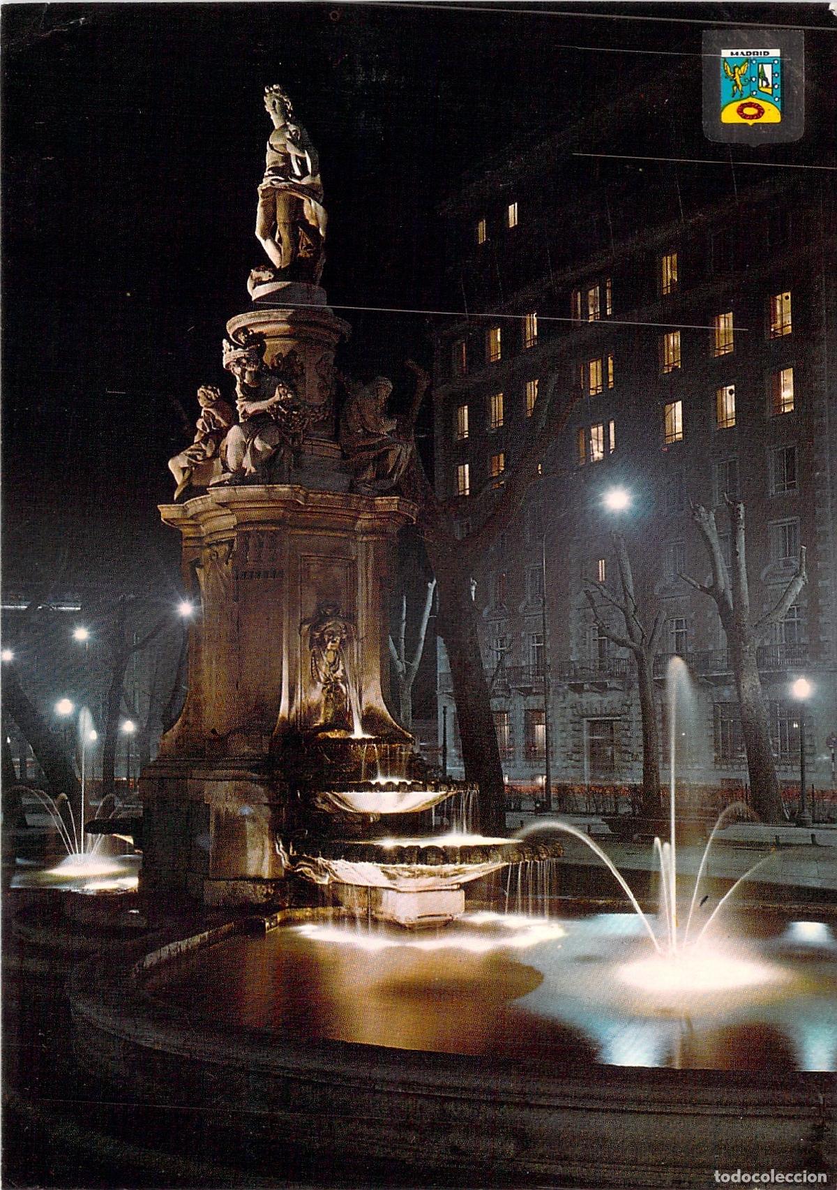 Postales: Postal Madrid Fuente de las Cuatro Estaciones de Noche