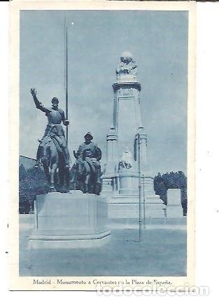 Postales: ANTIGUA POSTAL MADRID MONUMENTO A CERVANTES EN LA PLAZA ESPA&Ntilde;A HUECOGRABADO DE KALLMAYER Y GAUTIER