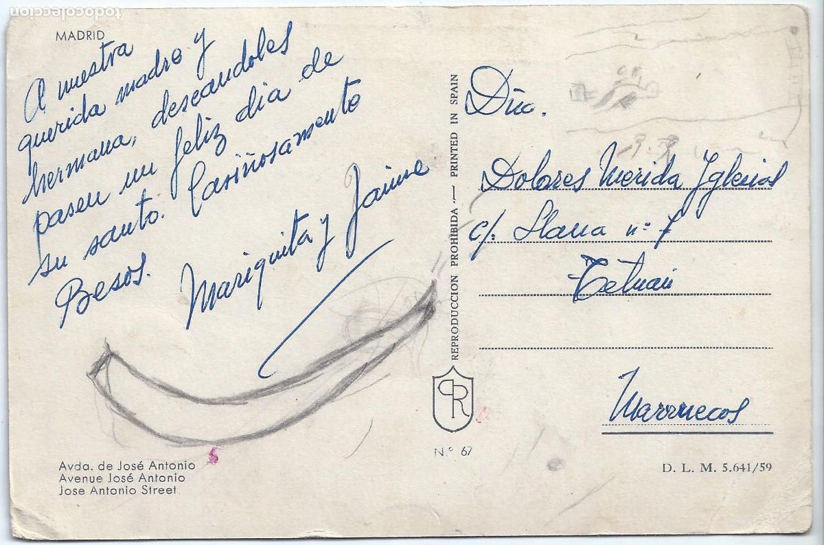 Postales: Edificio Capitol - Camel - Gran V&iacute;a - Madrid (1959) - Postal circulada - Foto 2