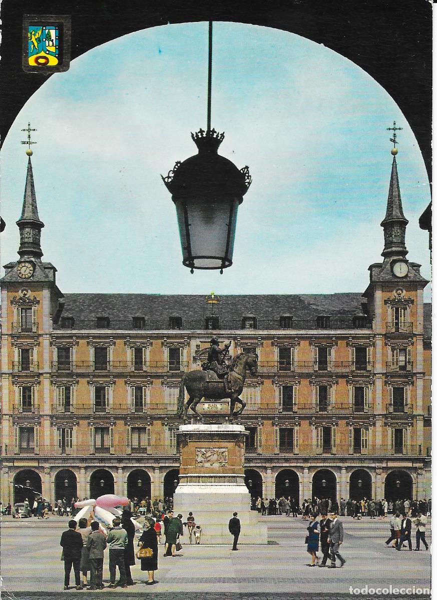 Postales: [POSTAL] Detalle. Plaza Mayor de Madrid A&ntilde;o 1989 (circulada)