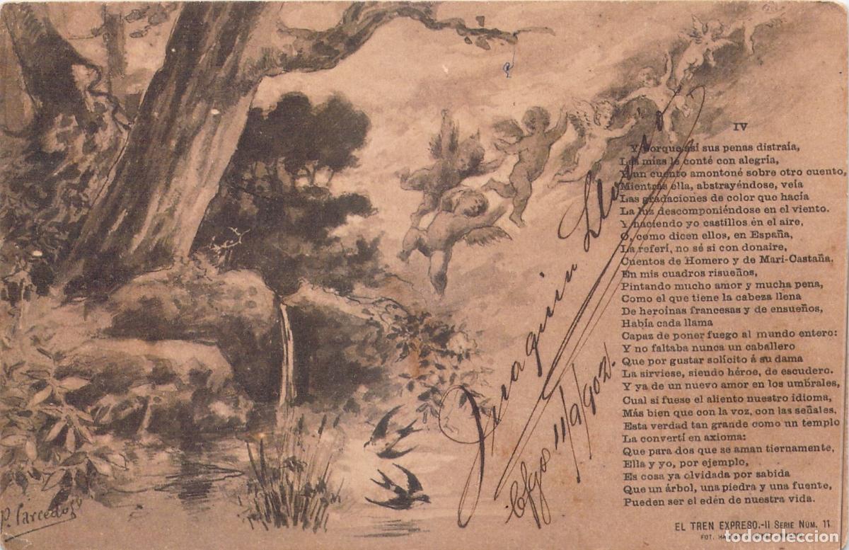 Postales: Postal Ilustrada de Poes&iacute;a El Tren Expreso Hauser y Menet