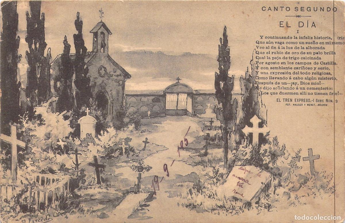 Postales: Tarjeta Postal El Tren Expreso Hauser y Menet Cementerio Poes&iacute;a